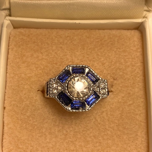 Blue Zircon Baguette Cocktail Ring - Picture 1 of 5